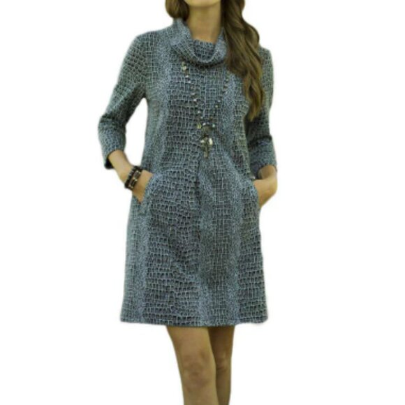 Tyler Boe Kim Cowl Crocodile Print Shift Dress - Picture 6 of 9
